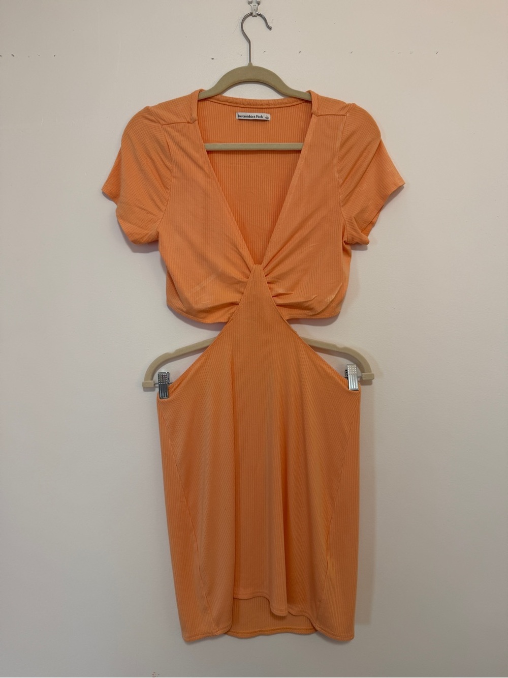 Abercrombie & Fitch Light Orange Ribbed Cutout Mini Dress - NWOT